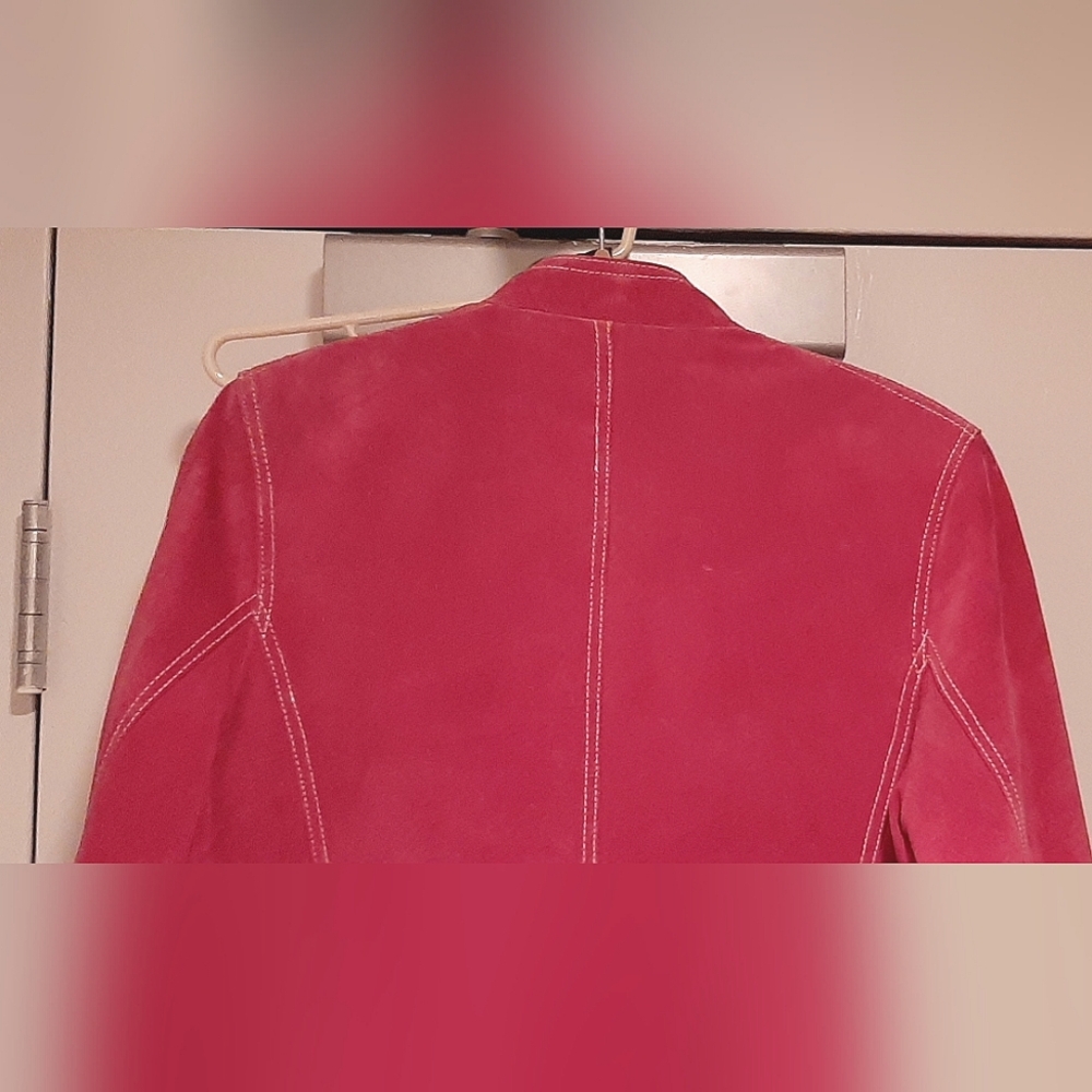 Hot Pink Suede Leather Jacket - Picture 5 of 14